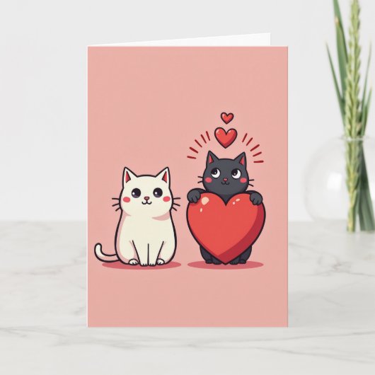 Two Cute Cats Love Card カード (正面)