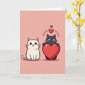 Two Cute Cats Love Card カード (黄色い花)
