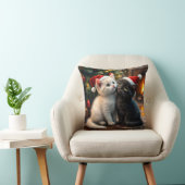 Two cute Christmas kitten with Santa hats クッション (椅子)