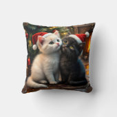 Two cute Christmas kitten with Santa hats クッション (裏面)