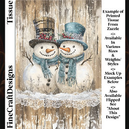 Two Cute Country Christmas Snowmen DY9L Decoupage 薄葉紙