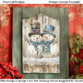 Two Cute Country Christmas Snowmen DY9L Decoupage 薄葉紙