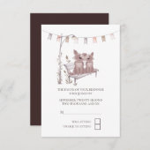 Two Cute Dogs on Park Bench RSVP 結婚's (正面/裏面)