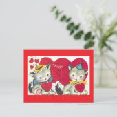Two Cute Kittens Vintage Valentine Postcard ポストカード (スタンド正面)
