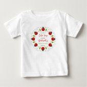 Two Cute Ladybug 2nd Birthday Party for Kids ベビーTシャツ (正面)