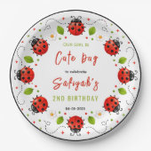 Two Cute Ladybug 2nd Birthday Party for Kids ペーパープレート (正面)