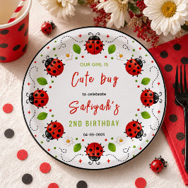 Two Cute Ladybug 2nd Birthday Party for Kids ペーパープレート
