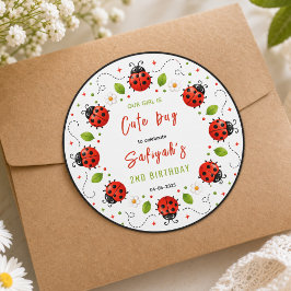 Two Cute Ladybug 2nd Birthday Party for Kids ラウンドシール