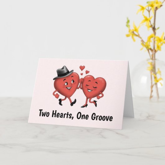 Two Cute Love Hearts Valentine's Day Card カード (黄色い花)