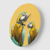 Two Cute Parrots Round Wall Clock ラージ壁時計 (傾斜)
