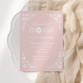 Two Cute Pink Daisy Floral Boho Birthday 招待状