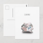 Two Cute Rabbits Sweet Valentine Love Card ポストカード (正面/裏面)