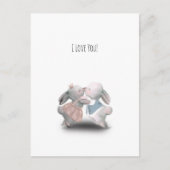 Two Cute Rabbits Sweet Valentine Love Card ポストカード (正面)