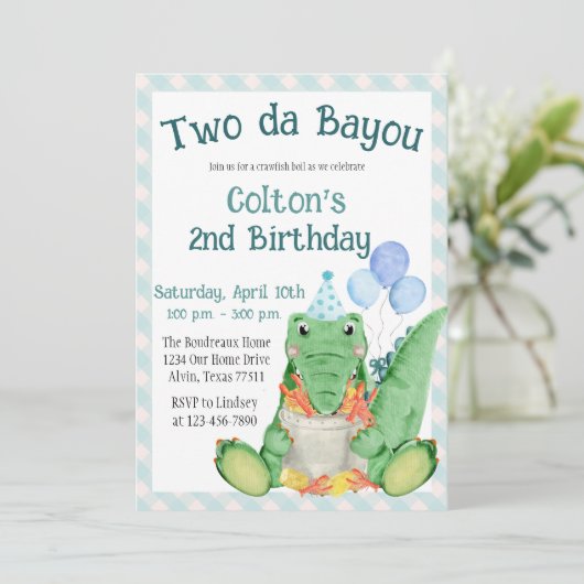 Two da Bayou - Crawfish Boil Birthday Party 招待状 (スタンド正面)