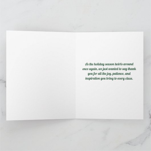 Two Dance Teachers Twirling Thankful Christmas カード (内部)