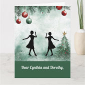 Two Dance Teachers Twirling Thankful Christmas カード (正面)