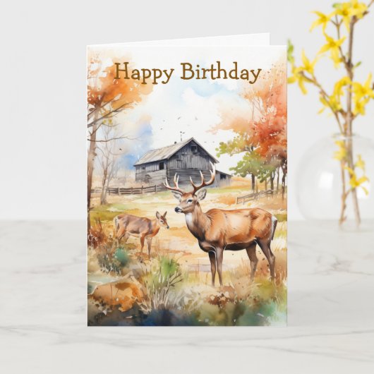 Two Deer カード (黄色い花)