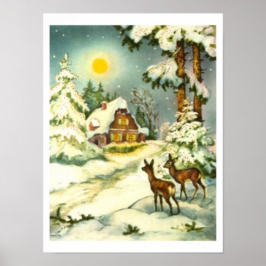 Two deer in the snow ポスター (正面)