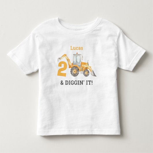 Two & Diggin' It建築2nd誕生日の名前 トドラーTシャツ (正面)
