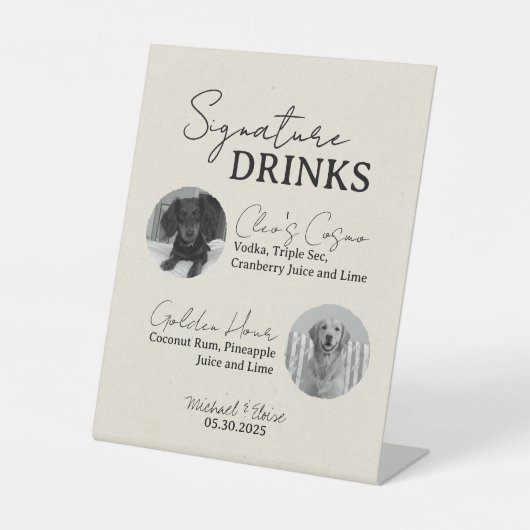 Two Dog Wedding Signature Drinks Bar Sign 台座サイン (正面)