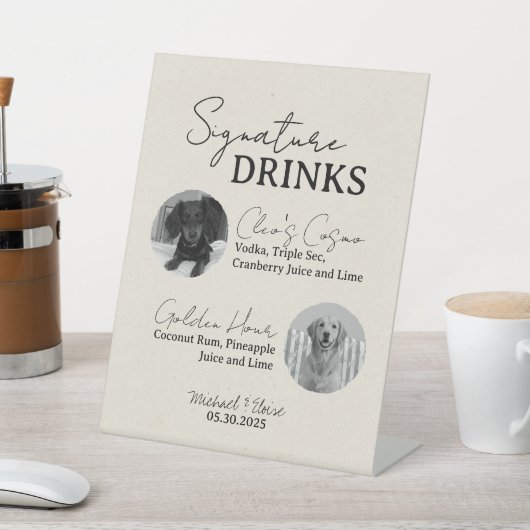 Two Dog Wedding Signature Drinks Bar Sign 台座サイン (インサイチュ)