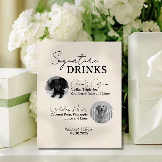 Two Dog Wedding Signature Drinks Bar Sign 台座サイン
