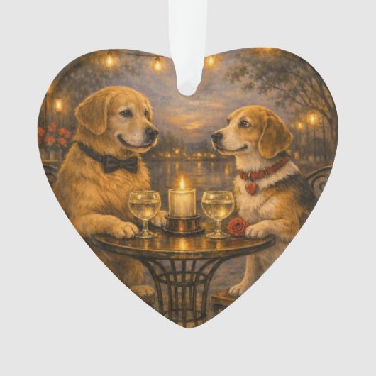 Two Dogs on a Date • アクリルハートオーナメント オーナメント (正面)