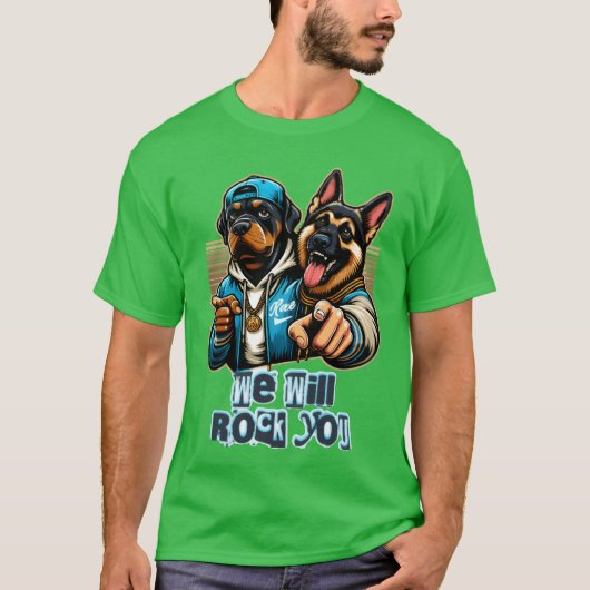 two dogs rocking tee design funny tシャツ (正面)