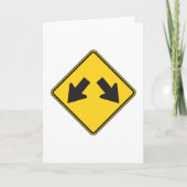 Two Downward Arrows Warning Road Sign カード (正面)