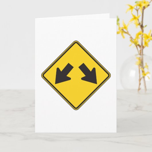 Two Downward Arrows Warning Road Sign カード (黄色い花)