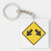 Two Downward Arrows Warning Road Sign キーホルダー (正面)