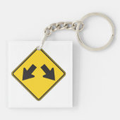 Two Downward Arrows Warning Road Sign キーホルダー (裏面)