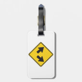 Two Downward Arrows Warning Road Sign ラゲッジタグ (裏面縦)