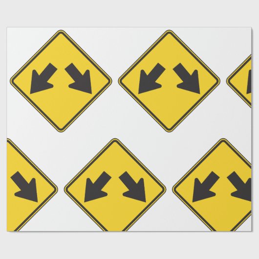 Two Downward Arrows Warning Road Sign ラッピングペーパー (フラット)