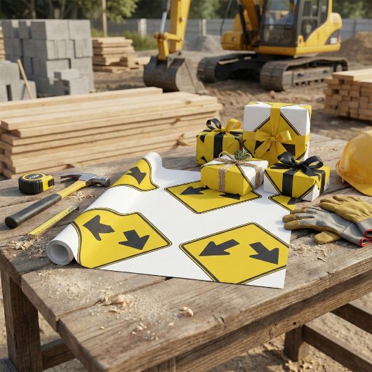 Two Downward Arrows Warning Road Sign ラッピングペーパー