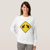 Two Downward Arrows Warning Road Sign Tシャツ (正面フル)