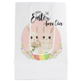 Two Easter Bunnies Personalized Gift Bag ミディアムペーパーバッグ (裏面)