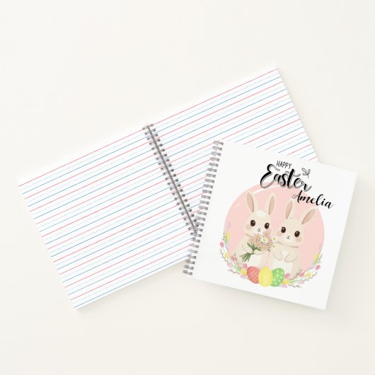 Two Easter Bunnies Personalized Spiral Notebook ノートブック (内部)