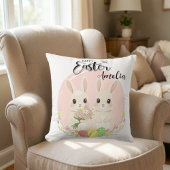 Two Easter Bunnies Personalized Throw Pillow クッション