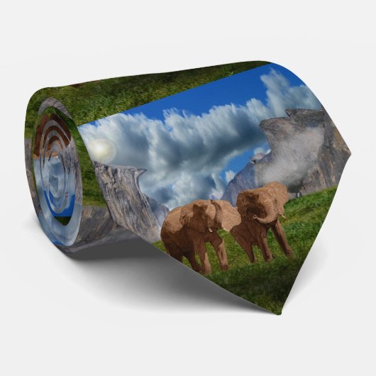 Two Elephant Oil Paint, Neck Tie ネクタイ (ロール)