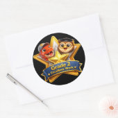 Two excellent work hoot the owl and Rex large roun ラウンドシール (封筒)