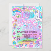 Two Fancy Fairytale Princess 2nd Birthday Party 招待状 (正面)