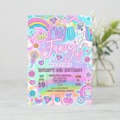 Two Fancy Fairytale Princess 2nd Birthday Party 招待状 (スタンド正面)