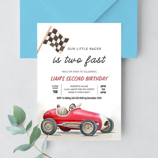 TWO FASTヴィンテージレースカー2nd誕生日 招待状