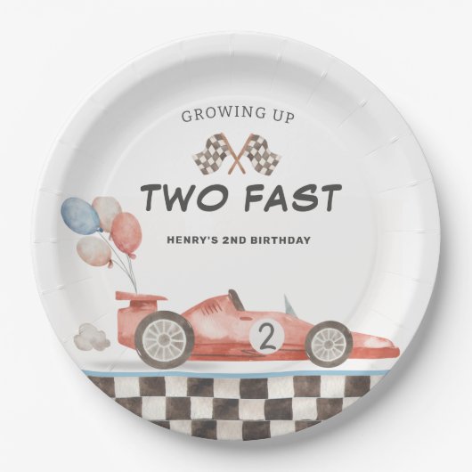 Two Fast バースデーレースカー 2周目 ペーパープレート (正面)