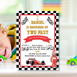 Two Fast レーシングカー 2歳の誕生日パーティー 招待状
