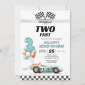 Two Fast レースカーの2歳の誕生日招待状 招待状 (正面)