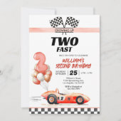 Two Fast レースカーの2歳の誕生日招待状 招待状 (正面)