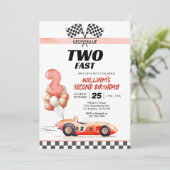 Two Fast レースカーの2歳の誕生日招待状 招待状 (スタンド正面)
