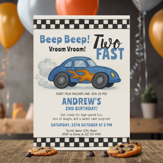 Two Fast レースカーバースデー 招待状